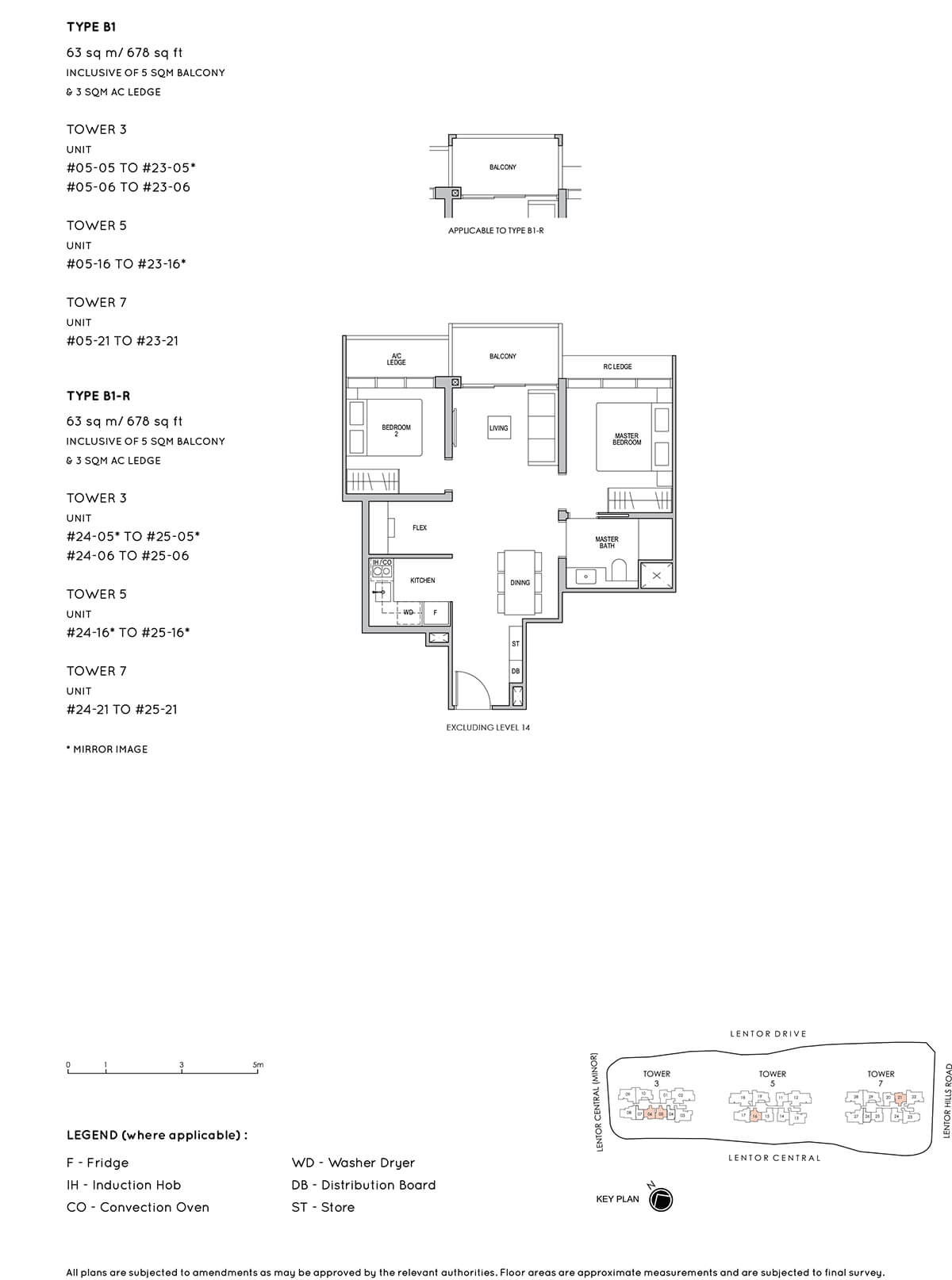 Lentor Modern 2-Bedroom Floorplan Type B1