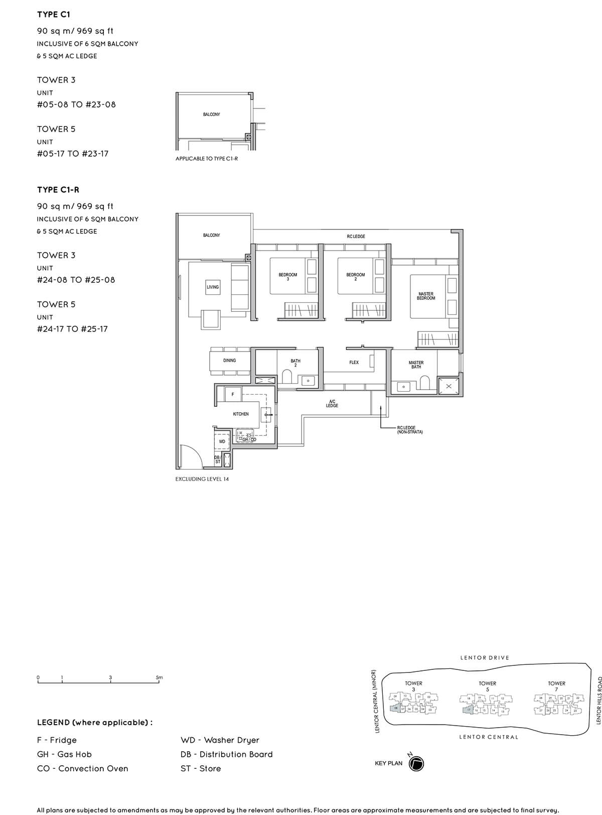 Lentor Modern 3-Bedroom Floorplan Type C1