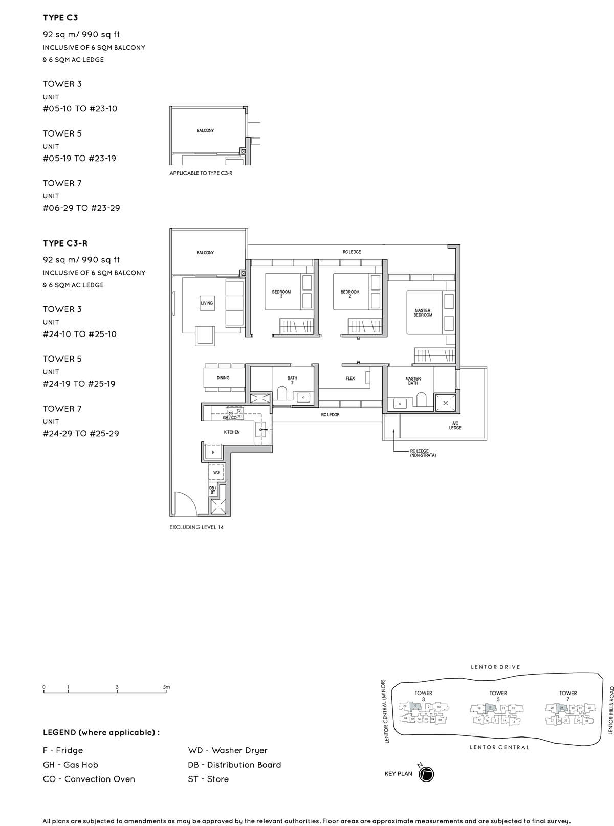 Lentor Modern 3-Bedroom Floorplan Type C3