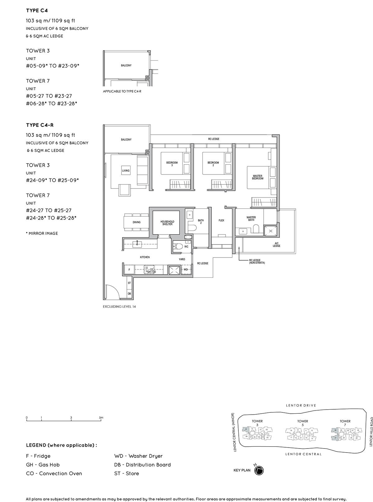 Lentor Modern 3-Bedroom Floorplan Type C4