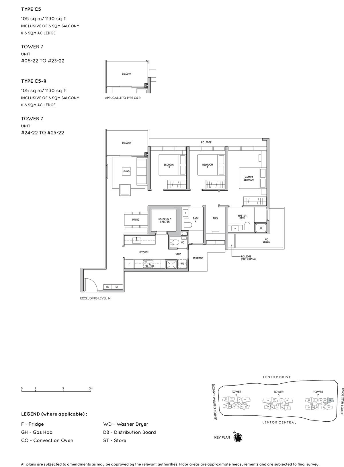 Lentor Modern 3-Bedroom Floorplan Type C5